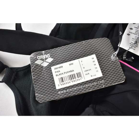 Arena Fixa Black/Fuchsia Legsuit Swimsuit Women’s Size 34 NWT - Picture 2 of 7